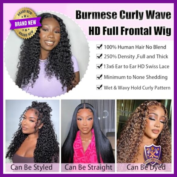 13x6 Lace Front Human Hair Wig Burmese Curly Water Wave 24 Inch main image 6